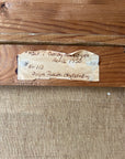 Back view of a vintage wooden picture frame, oil on canvas
