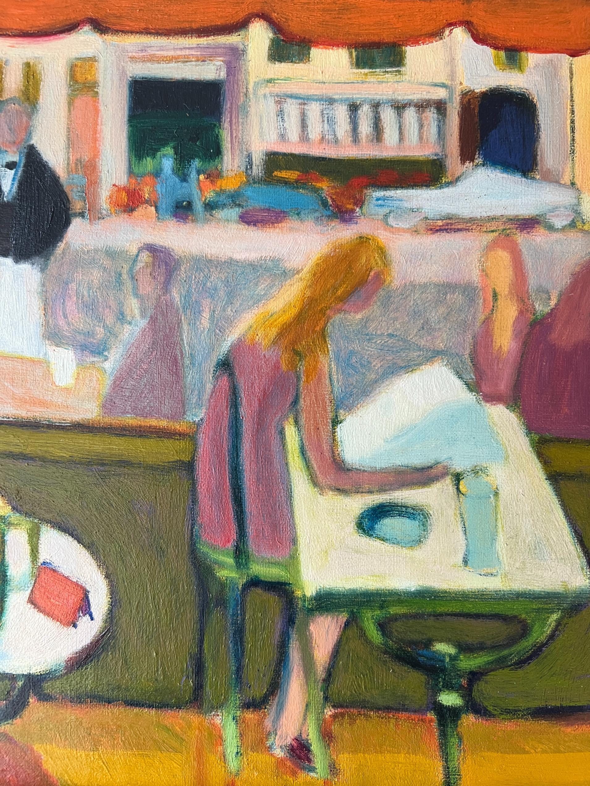 FRENCH CAFE - Vintage, French oil painting by Pierre Morand (20th
