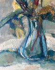 A close up of a vintage still life floral oil painting of yellow roses.A close up of a vintage still life floral oil painting of yellow roses.