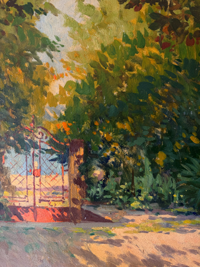 ITALIAN GARDEN - Vintage, Italian oil painting by Mario Capuzzo
