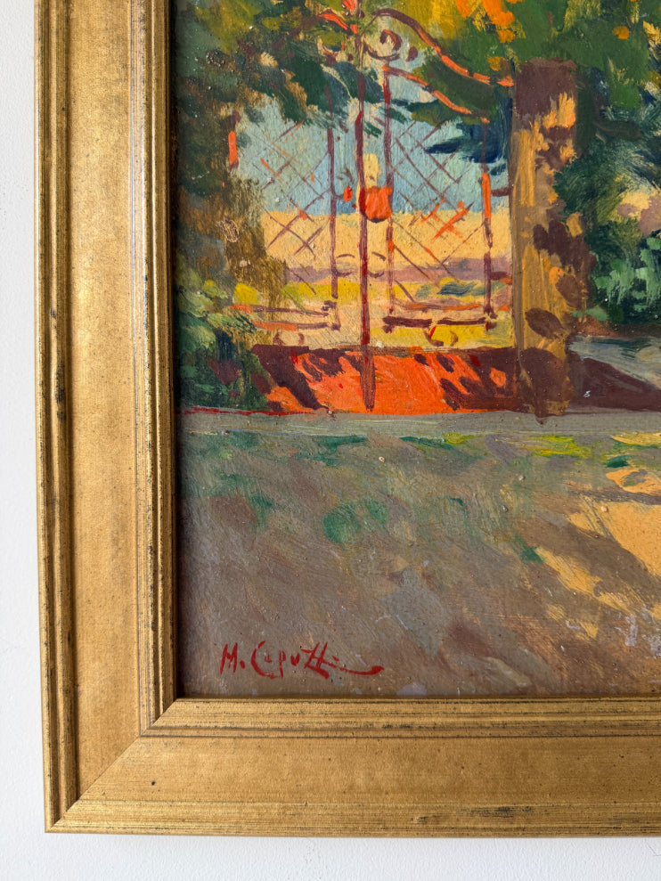 ITALIAN GARDEN - Vintage, Italian oil painting by Mario Capuzzo