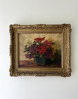 Floral vintage painting in an ornate gilt frame, available at Hue