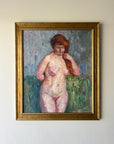 Framed vintage oil painting of a nude figure in a professional git frame, available at Hue.