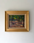 Framed vinatge oil painting of a Parisian park scene. Available at Hue.