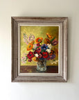 Framed vintage painting of a colorful bouquet of flowers available at Hue