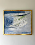 Framed vintage abstract painting with blue and white tones, available at Hue.