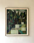 A framed vintage oil painting of an abstract forest scene. Available at Hue.