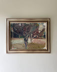 Framed vintage abstract oil painting of a tree, available at Hue.