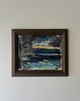 Framed vintage abstract oil painting of a landscape. Available at Hue.