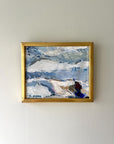 Framed vintage oil abstract painting of a winter landscape, available at Hue.