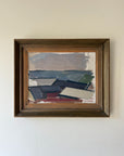 Framed vintage abstract oil painting of a coastal landscape. Available at Hue.