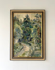 Framed vintage oil painting of a forest scene, available at Hue