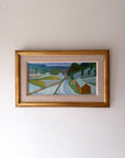 Framed vintage oil painting of a snowy, winter landscape. Available at Hue.