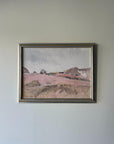 Framed vintage landscape oil painting of sand-dunes. Available at Hue.