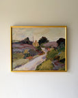 Framed vintage landscape painting of a rural lane. Available at Hue.