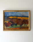 Framed vintage oil painting of a landscape with rich autumn colours. Available at Hue.