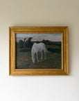 Framed vintage oil painting of a horse in a landscape. Available at Hue.