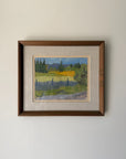Framed vintage painting of a landscape with trees and fields. Available at Hue.