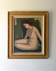Framed vintage oil painting of a female nude figure. Available at Hue.
