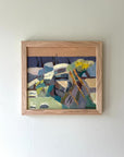Framed vintage abstract painting of a rocky coast, available at Hue.