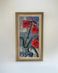 Framed vintage artwork of red amaryllis flowers, available at Hue.
