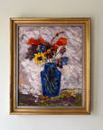 Framed painting of colourful flowers in a vintage gilt frame, available from hue