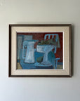 Framed vintage still life oil painting of kitchen objects. Available at Hue.