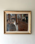 framed vintage interior bar or cafe scene landscape with people at a bar, available from hue