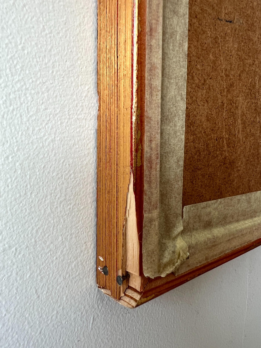 Reverse of vintage painting oil on board