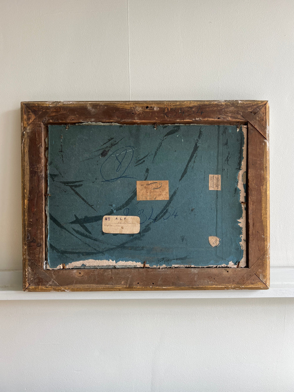 Reverse of vintage painting oil on board