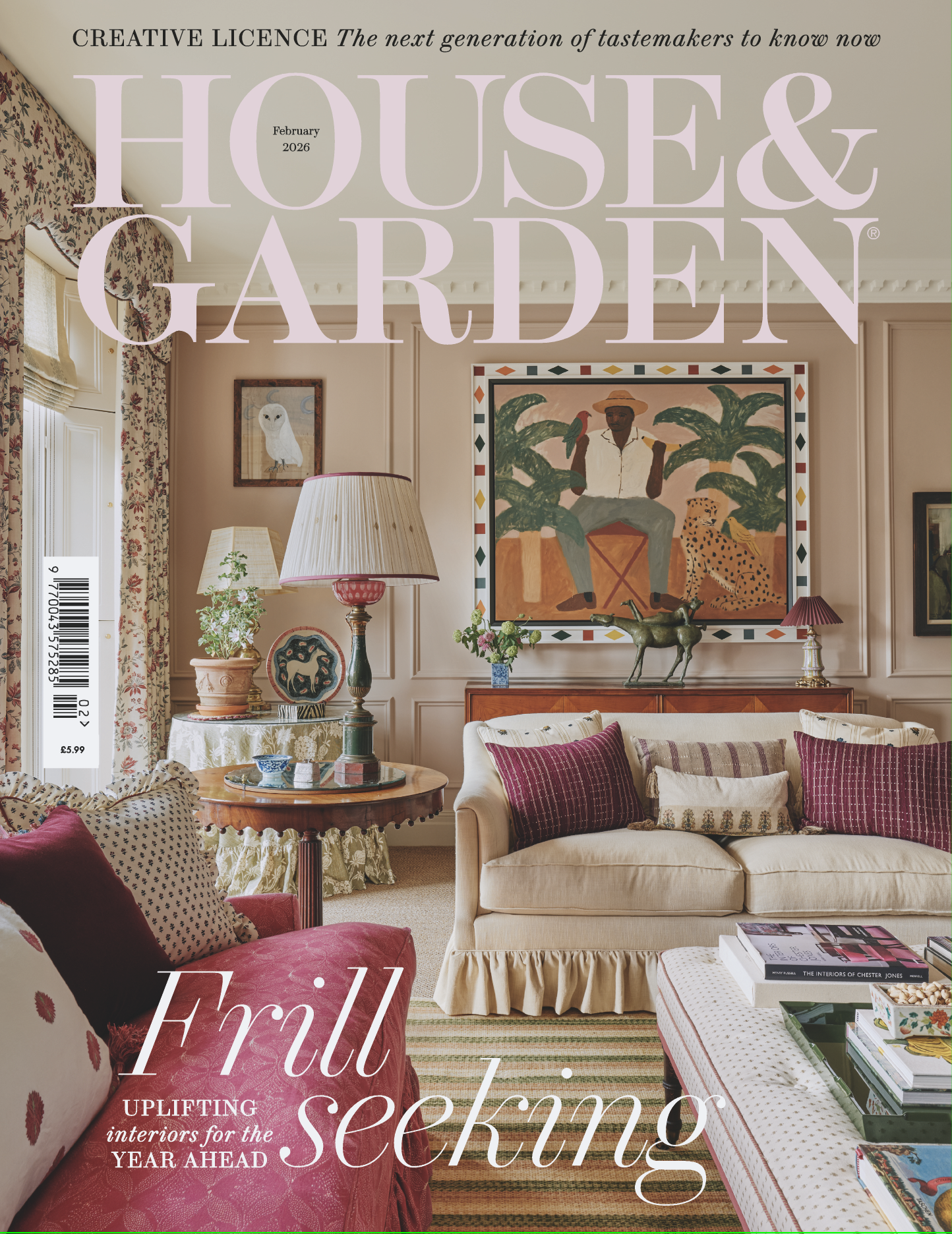 Cover of 'House & Garden' magazine featuring a living room with decorative elements.