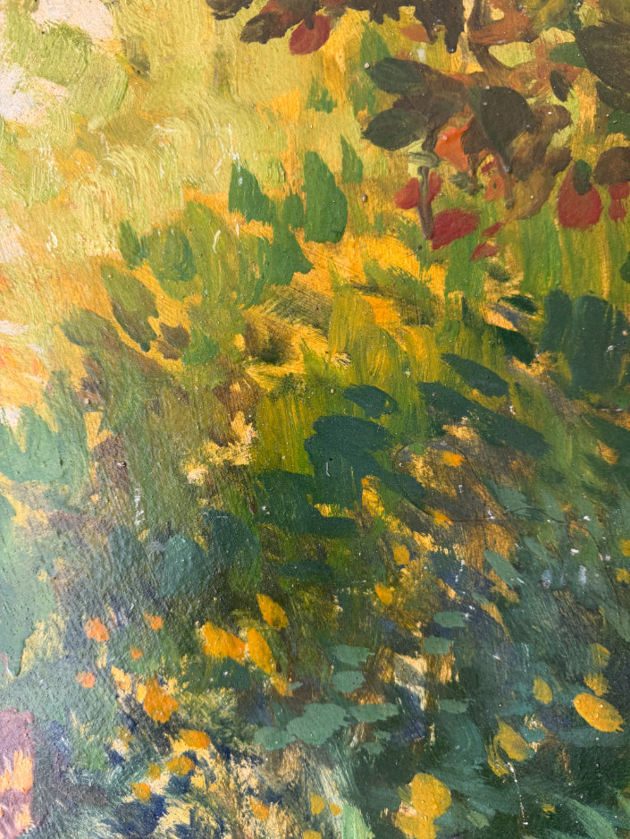 ITALIAN GARDEN - Vintage, Italian oil painting by Mario Capuzzo