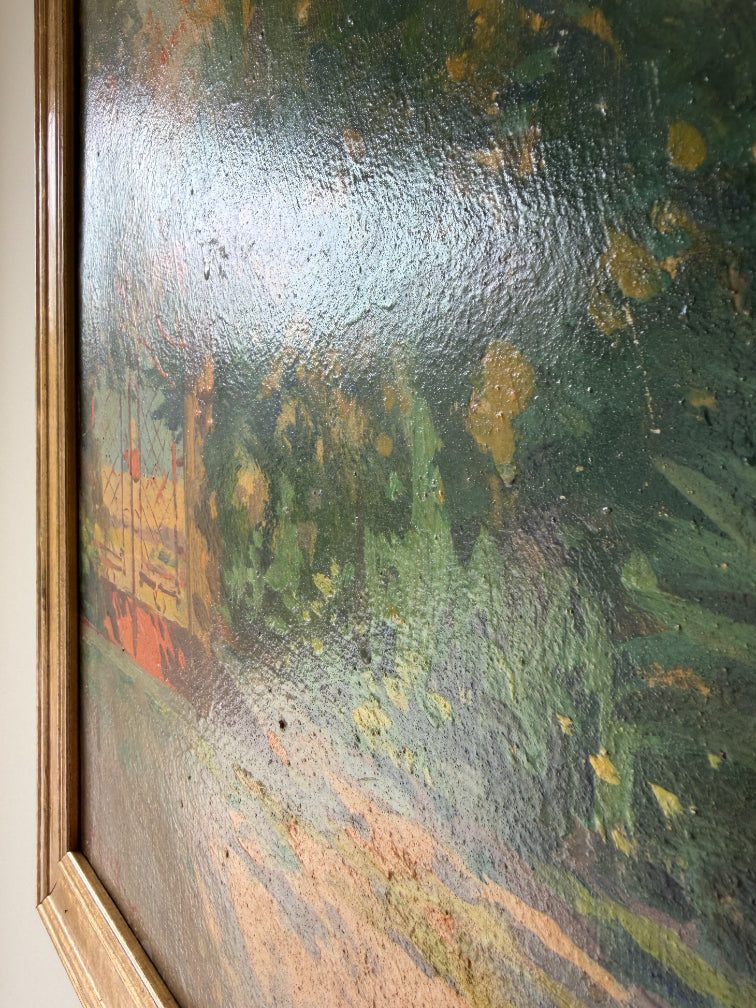 ITALIAN GARDEN - Vintage, Italian oil painting by Mario Capuzzo