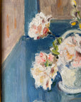 FLOWERS ON BLUE TABLE