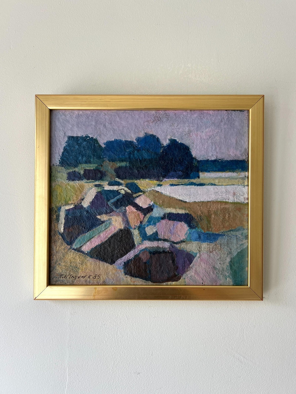 Framed vintage abstract of rocky shore scene available from Hue