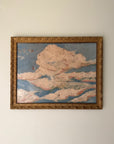 Framed semi-abstract contemporary oil painting of clouds. Available at Hue.