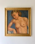 Framed vintage oil painting of a nude figure in a gilt frame, available at Hue.