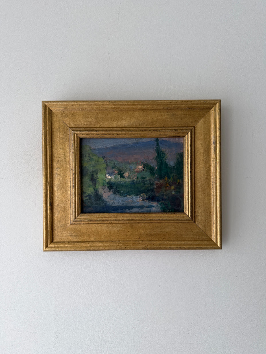 Framed vintage oil painting of a southern french landscape. Available at Hue. 