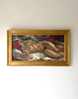 Framed vintage oil painting of a reclining nude figure. Available at Hue. 