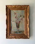 Framed vintage oil painting of a still life with blossom flowers. Available at Hue. 