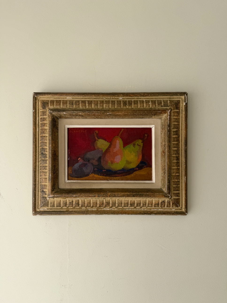 Framed vintage still life oil painting of fruits. Available at Hue. 
