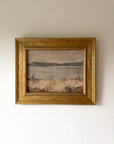 Framed vintage oil painting of a river and its banks. Available at Hue. 
