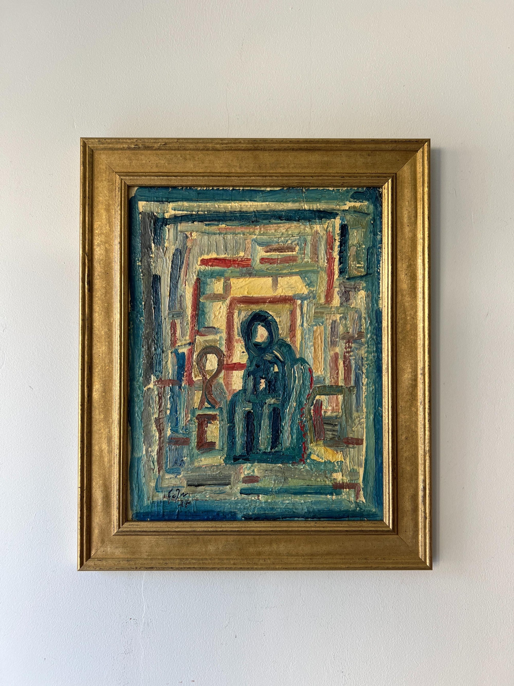 Framed vinatge abstract oil painting of a woman. Available at Hue. 