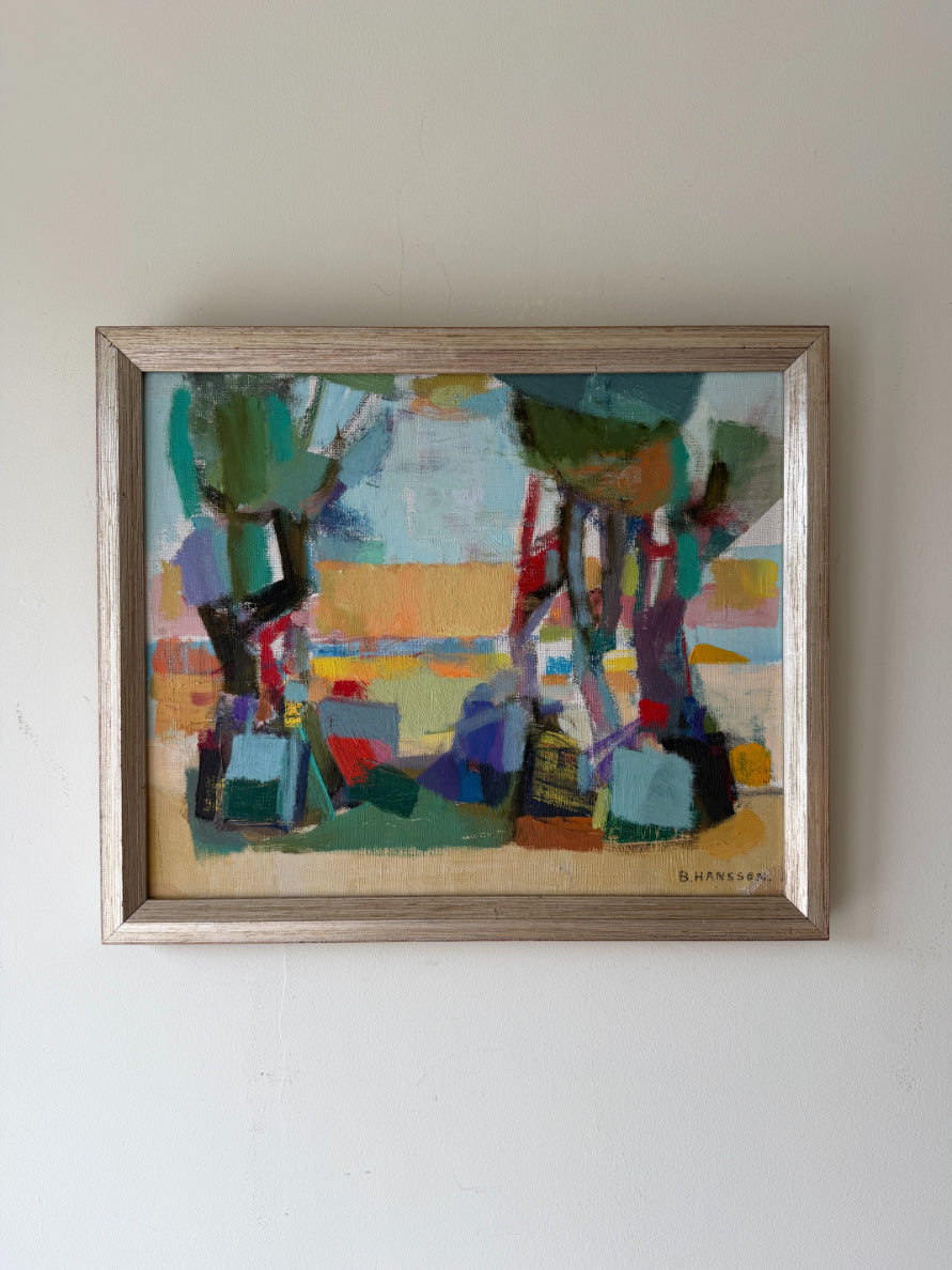 Framed vintage abstract oil painting. Available at Hue.