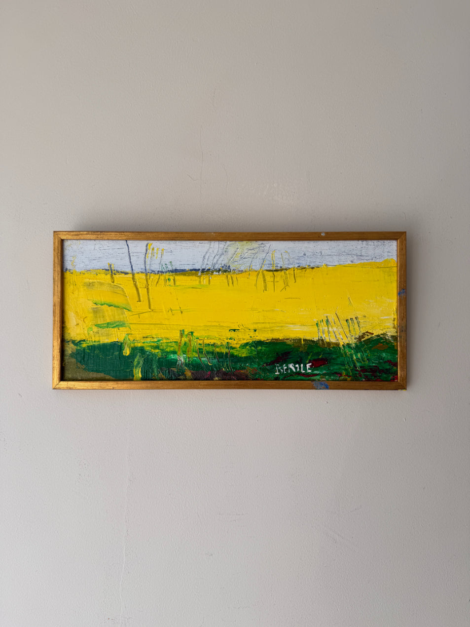 Abstract vintage oil painting with yellow and green. Available at Hue.