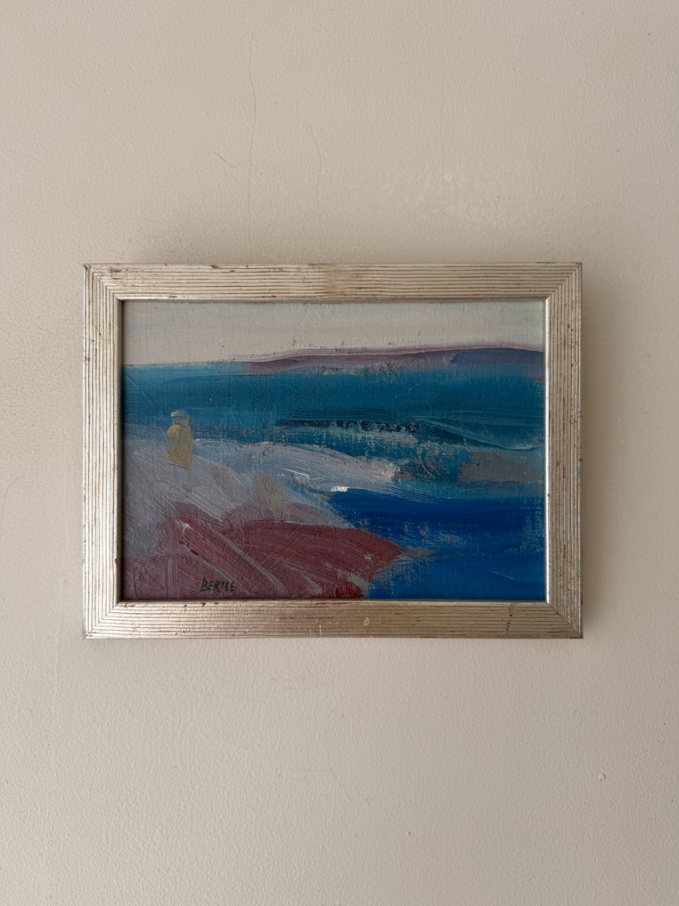 Framed vintage oil painting of an abstract seascape. Available at Hue.