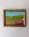 Small vintage oil landscape painting in a rustic gold frame. Available at Hue.