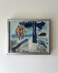 Framed vintage oil painting of a landscape with trees. Available at Hue. 