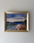 Framed vintage semi-abstract oil painting of a coastal scene. Available at Hue. 