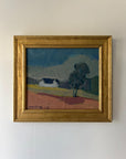 Framed vintage oil painting of a landscape with a white house. Available at Hue. 